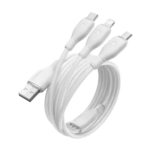 Кабель Baseus Ultra-Fast 3-в-1 USB-A — Micro-USB / Lightning / USB-C, 1,3 м, білий