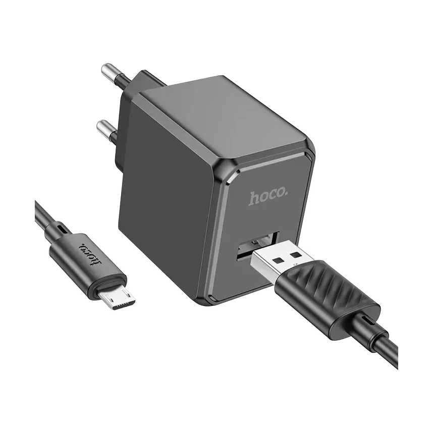 Зарядний пристрій Hoco CS11A Ocean 10,5 Вт з кабелем Micro-USB, чорний