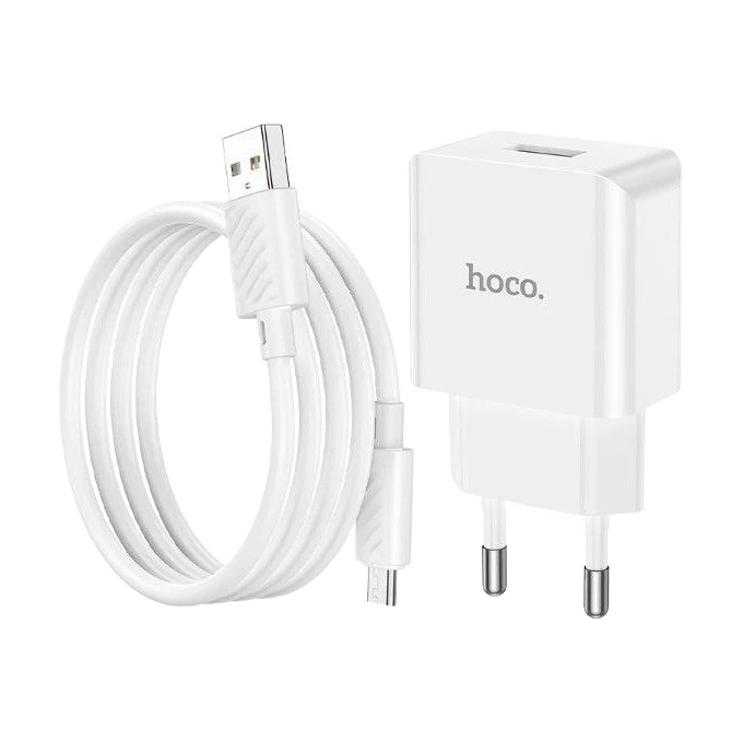 Зарядний пристрій Hoco C106A Leisure 10,5 Вт з кабелем Micro-USB, білий