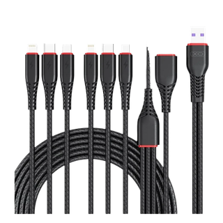 Набір кабелів USB-A 6-в-1 XO NB196 — чорний
