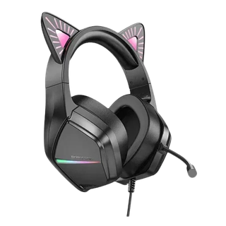 Ігрова гарнітура BOROFONE BO106 CuteCat — чорно-рожевий